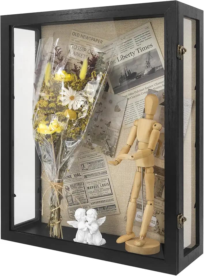 16x20x6 Extra Deep Shadow Box Large with 3 Removable Panels,Black