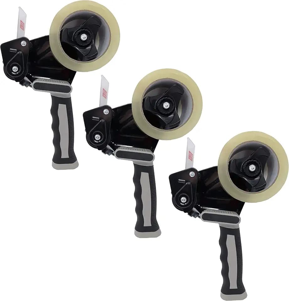 Clipco Tape Dispenser Gun Packing Tape Included (3-Pack) (Black-Gray)