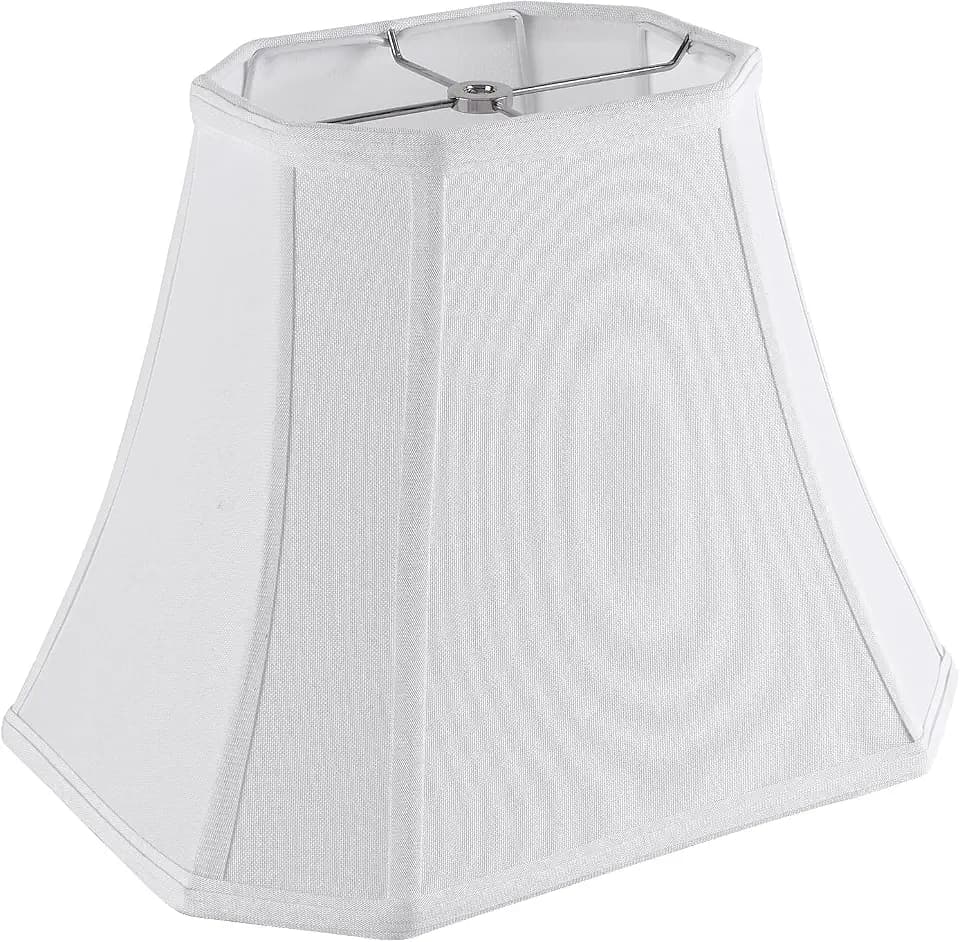 PIKOPIKO Rectangle Lamp Shade, (6×8)×(11×14)×11"Pure White Linen Lampshade for Table Lamp Floor Lamp, Bell Cut Corner Lamp Shade