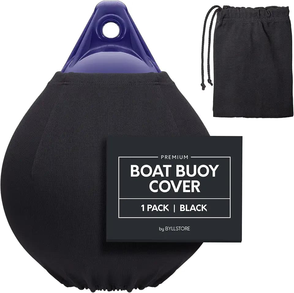 Boat Buoy Covers | 1, 2 & 4-Pack | Black | Diameter x Length: 15″ x 19″ & 17.5″ x 21″ | Polyester (1-Pack & 15″ x 19″)