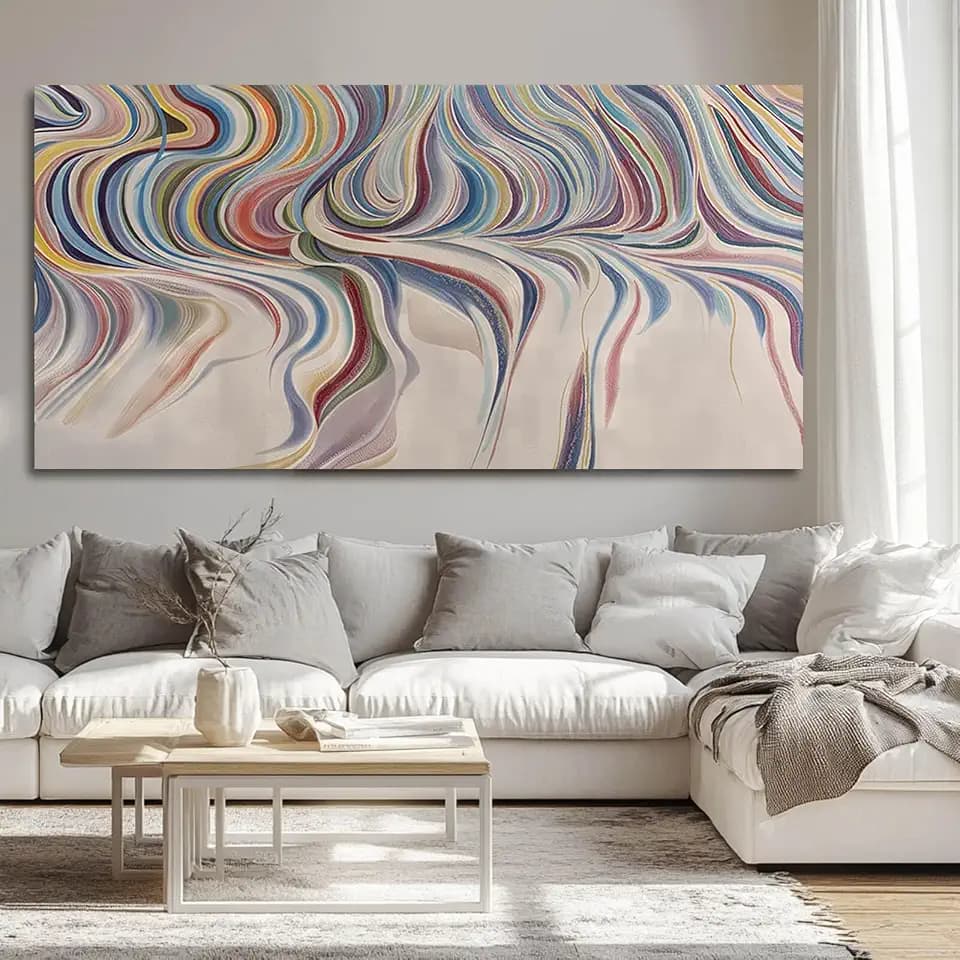 YETHEN WAL Multicolor Swirl Wall Art Vibrant Abstract Fluid Canvas Prints Modern Artwork for Living Room Bedroom Office Decor 29x58 Inch