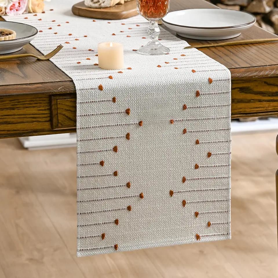 Artoid Mode Caramel Boho Table Runner for Farmhouse Rustic,Seasonal Holiday Macrame Burlap Kitchen Dining Table Decoration for Home Party Decor 12x90 Inch