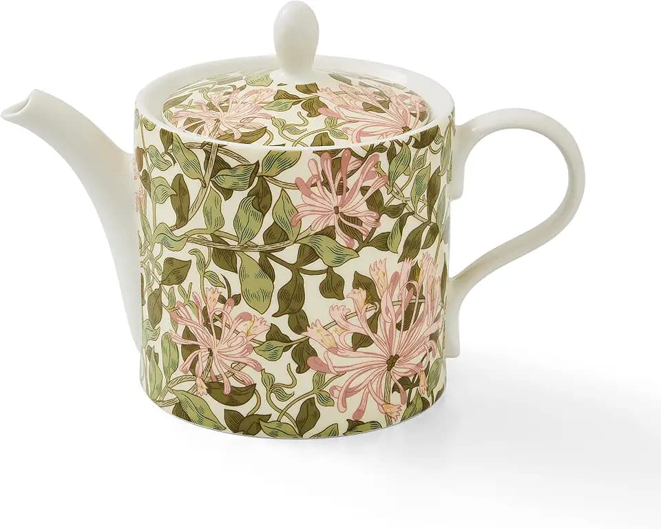 Spode's Morris & Co - 37oz Honeysuckle Teapot with Lid & Handle | Made of Porcelain | Dishwasher and Microwave Safe | For Breakfast Coffee & Afternoon Tea | Dining Centerpiece - Dining Essential