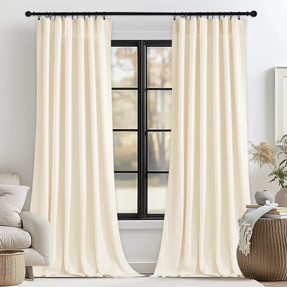 StangH Ivory White Velvet Curtains for Living Room 90 inches, 2 Panels