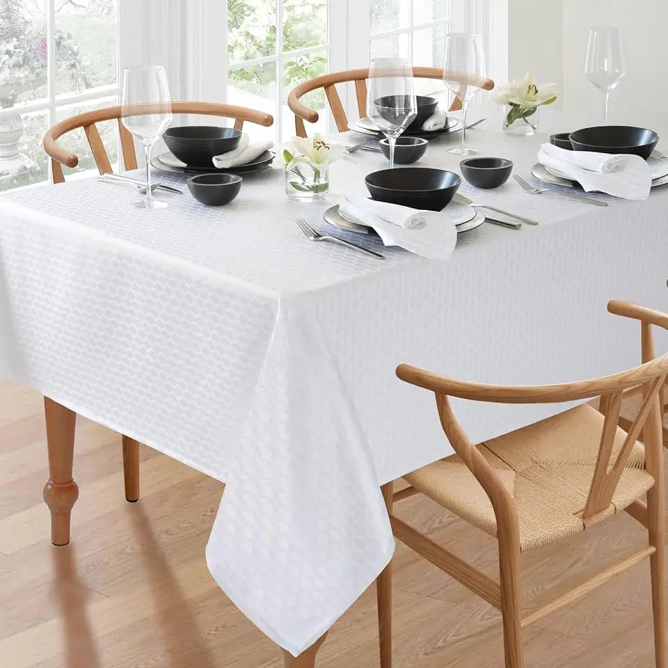 Lenox Olivia Tablecloth, White - 60" W x 120" L