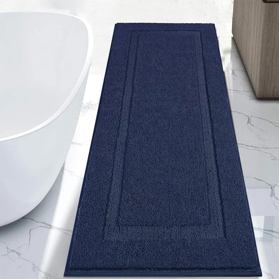 SHACOS Extra Soft Large Long Bathroom Runner Rug 60x24, Navy Blue