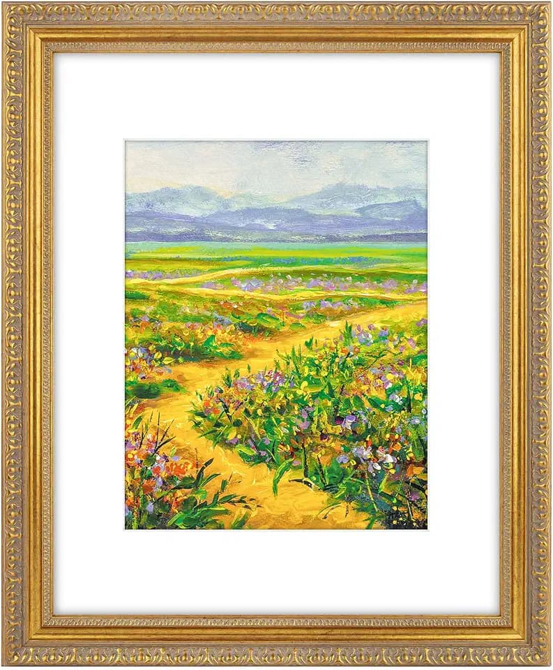 Golden State Art 16x20 Antique Gold Frame White Mat for 11x14 Plexiglass