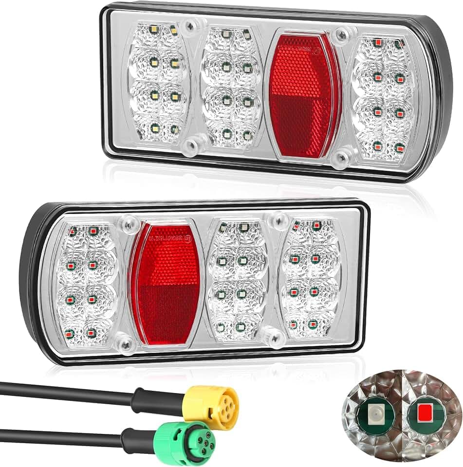 LED Rückleuchten Anhänger 12V 24V Wasserdicht IP65 7 Funktionen 5polig Bajonett - Universell Rücklicht Anhänger Beleuchtung für Anhängerwohnwagen, LKW, Landmaschinen (E57 Zulassung)