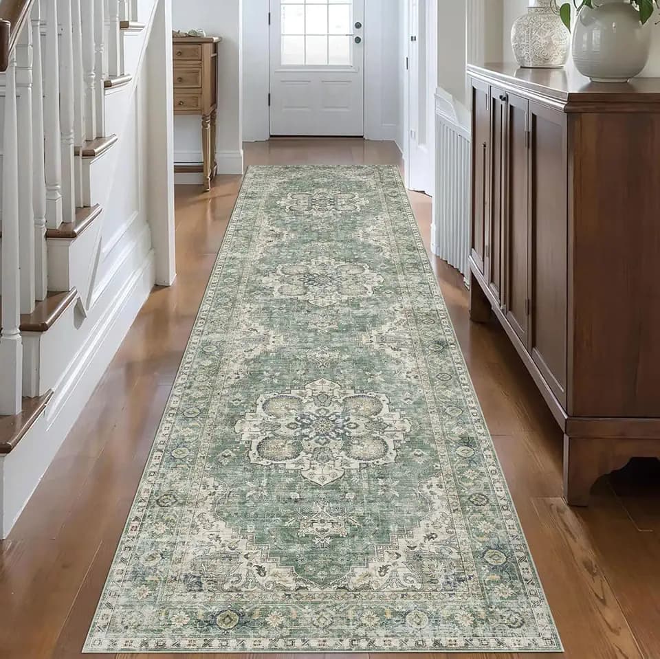 LUXRUG Runner Rugs for Hallway 2.5x10ft - Long Sage Green Boho Runner Rug