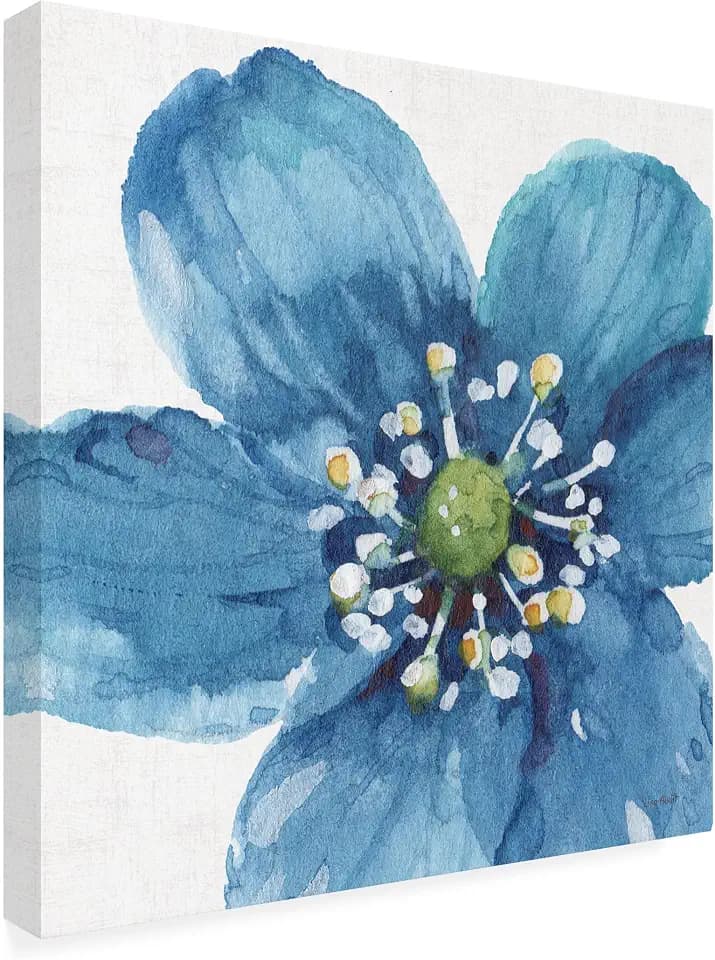Wrapped Canvas Wall Art - Lisa Audit 'Blue And Green Garden V' Wall Art for Living Room, Bedroom, or Office Décor - 14x14