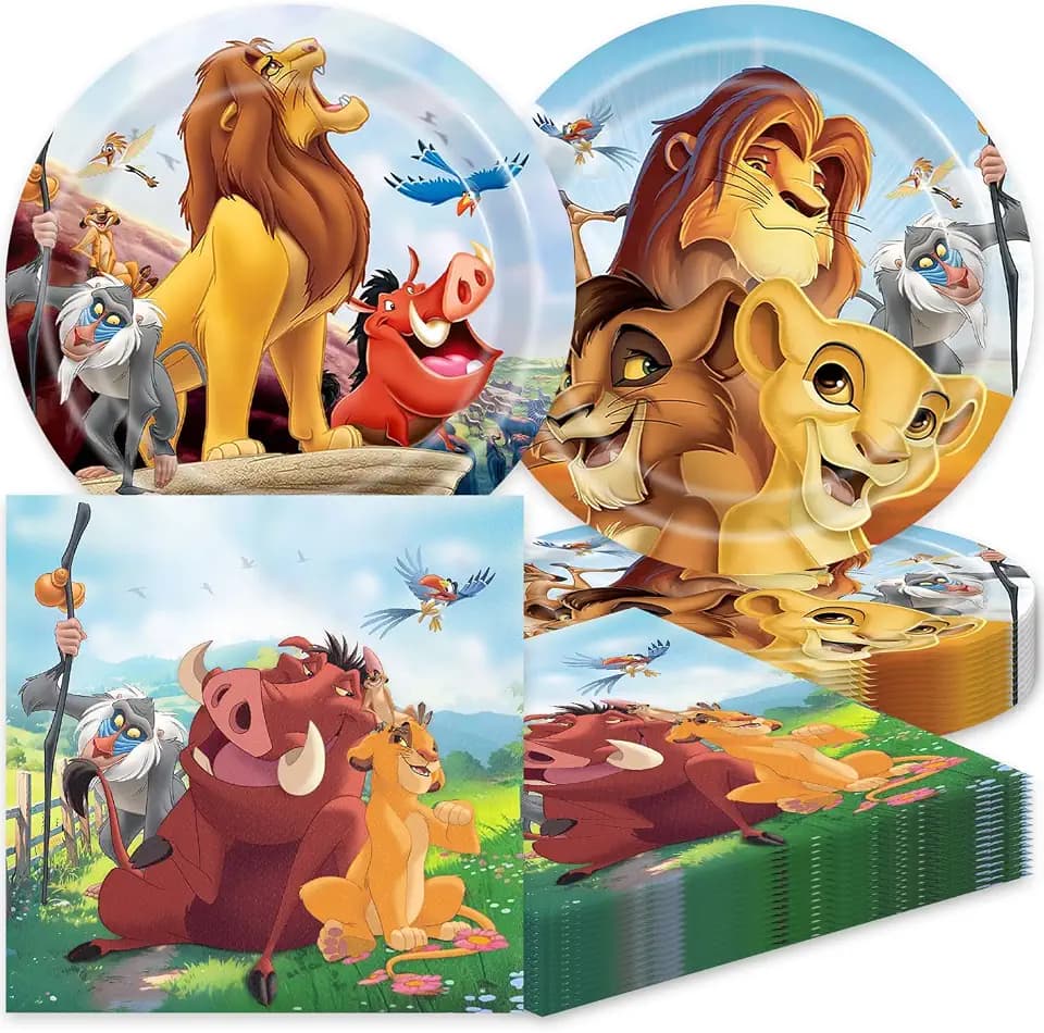 40pcs Lion King Party Supplies include 20 plates, 20 napkins for Lion King birthday party decoration