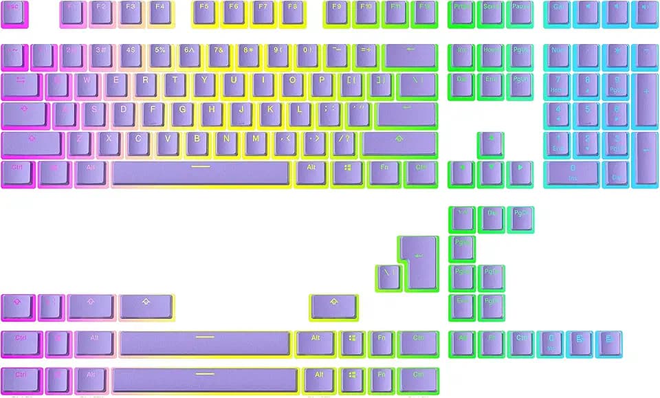 Ranked Pudding v2 PBT-Tastenkappen | 145 Double Shot Transluzent ANSI US- und ISO-Layout | OEM-Profil für mechanische RGB-Gaming-Tastatur ( Lavendel )