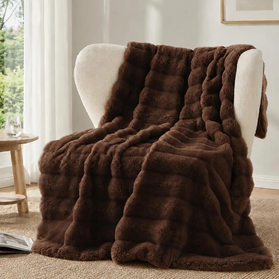 Battilo Dark Brown Throw Blanket, 50"x60"