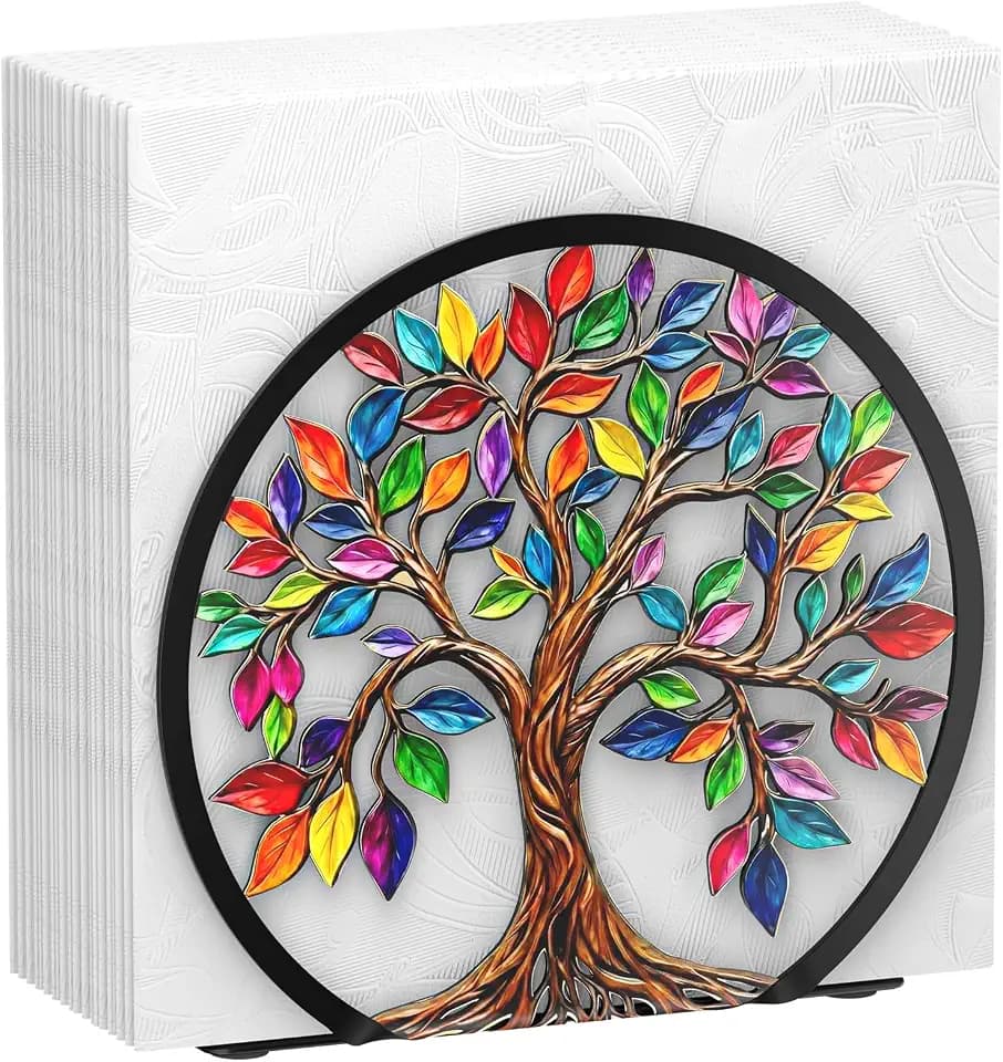 Uniclife Metal Napkin Holder for Table Standing Napkin Dispenser|Luncheon & Guest Napkins, Tree of Life Napkin Stand for Cocktail, Upright Paper Napkin Holder for Kitchen Dining Table Coffee Bar