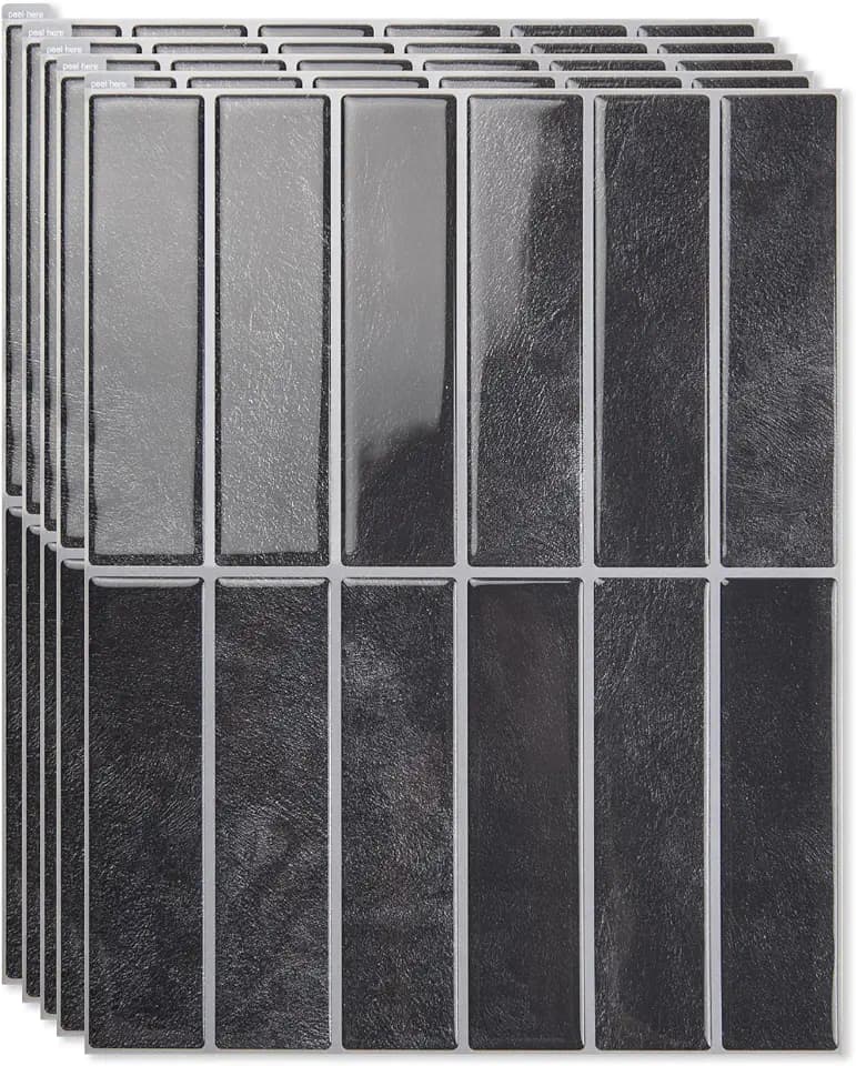 Art3d Subway Peel and Stick Backsplash, 10-Pack, 11.4" x 9", Smoky Black