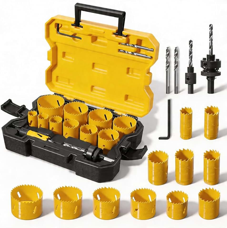 KATA 18 Piece Bi Metal Hole Saw Kit 3/4"-2-1/2" for Wood Metal PVC Drywall