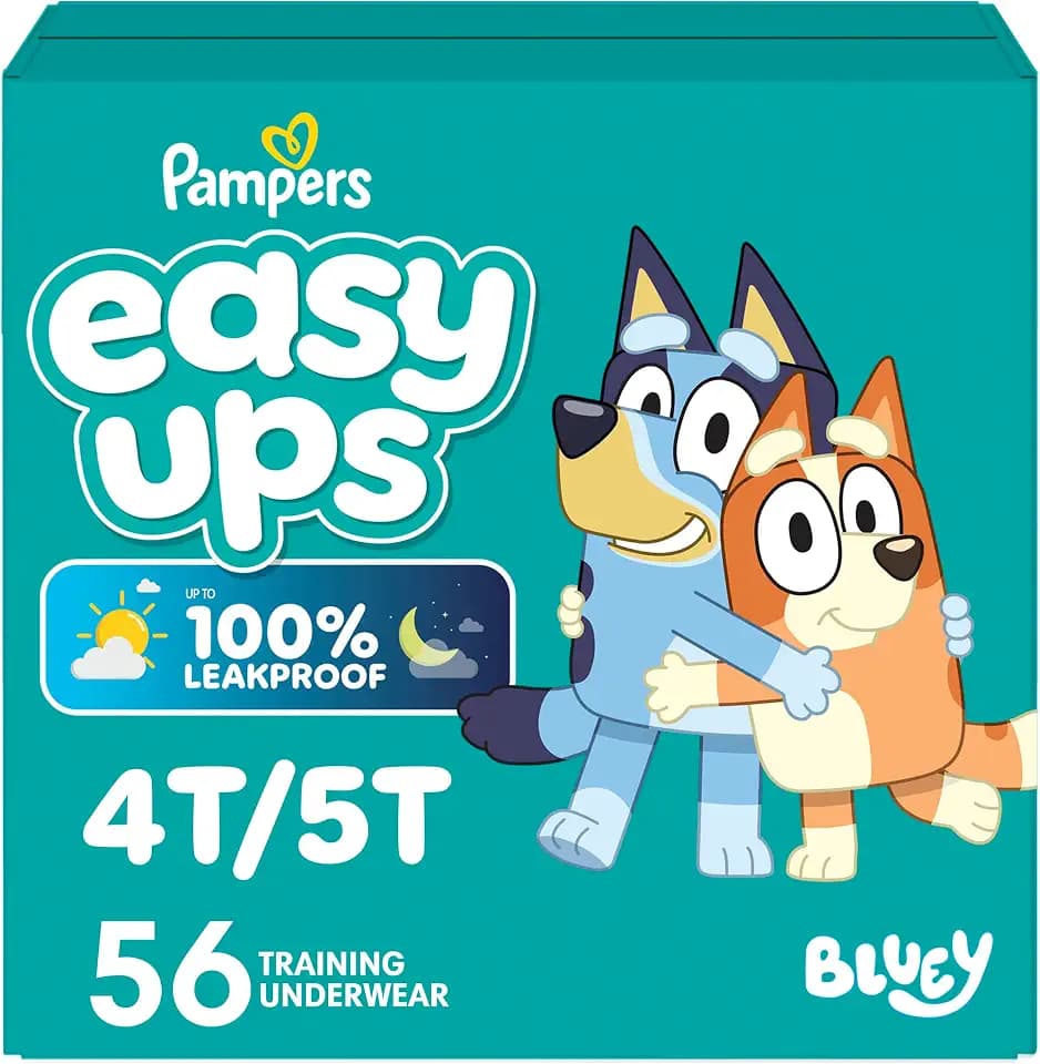 Easy Ups Girls & Boys Potty Training Pants, Size 6 (4T-5T), 56 Count, Bluey Absorbent Pull Up Training Underwear, Up to 100% Leakproof Day and Night, Hypoallergenic