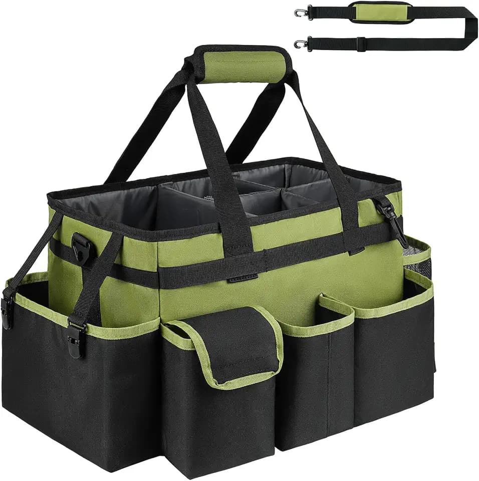 Cleaning Caddy,Large Cleaning Bags for Housekeepers,Cleaning Supplies Organizer with Handle,Green