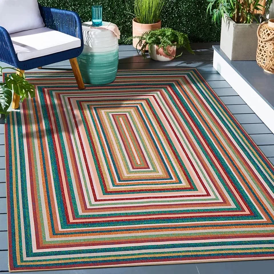 Multicolor Washable Indoor Outdoor Rug 3' x 5' for Entryway, Porch, Foyer
