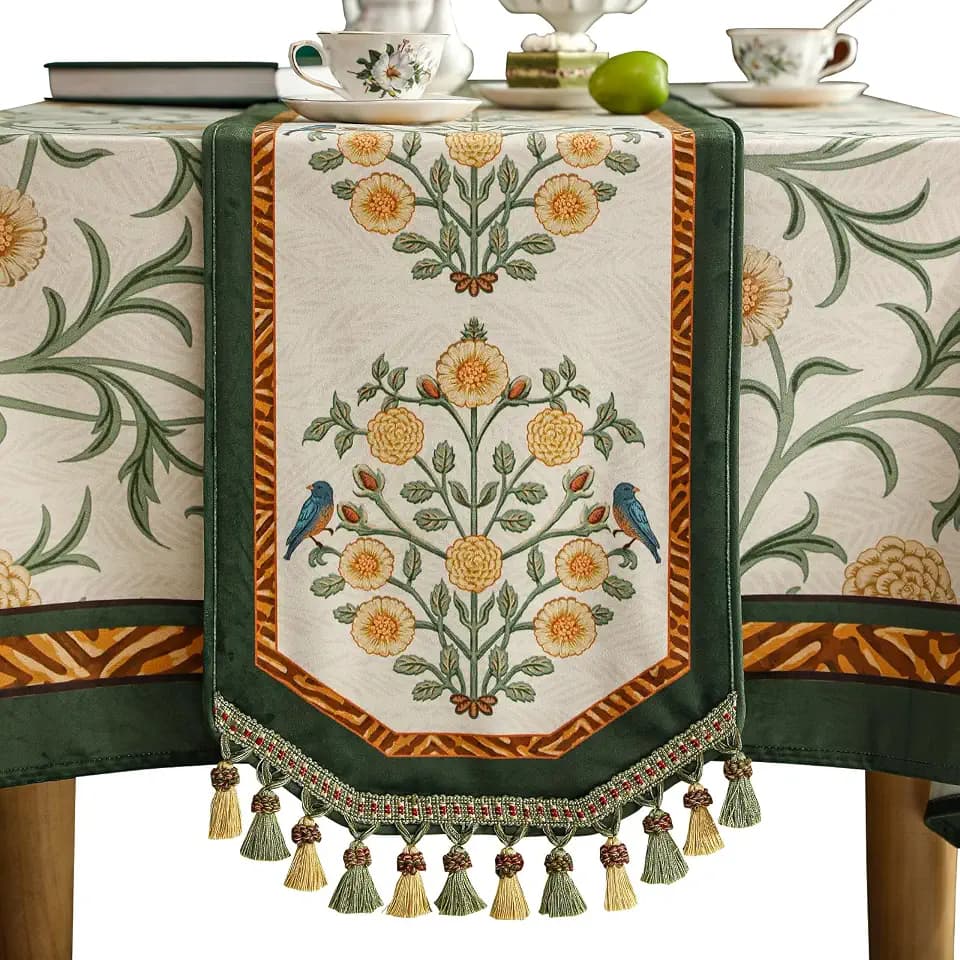Patdrea Designer Vintage French Velvet Table Runner,12"X87"-Botticelli