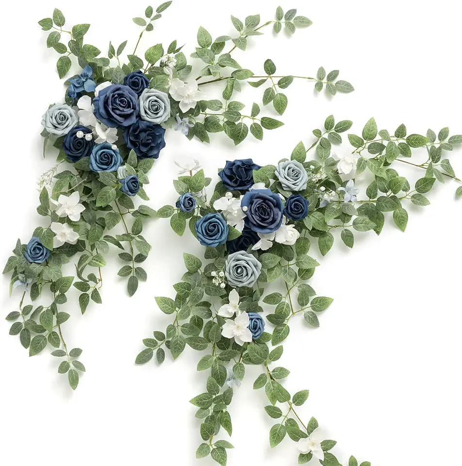 Ling's moment 2 Pack Dusty Blue Floral Garland Wedding Arch Flowers
