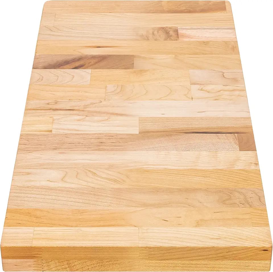 DuraSteel Solid Wood Table Top - 24 x 12 Butcher Block Countertop - Natural Maple Slab Wood Cutting Board for Kitchen Workbench Desk Top, Large Charcuterie Boards Counter Round Chopping Wooden Bamboo