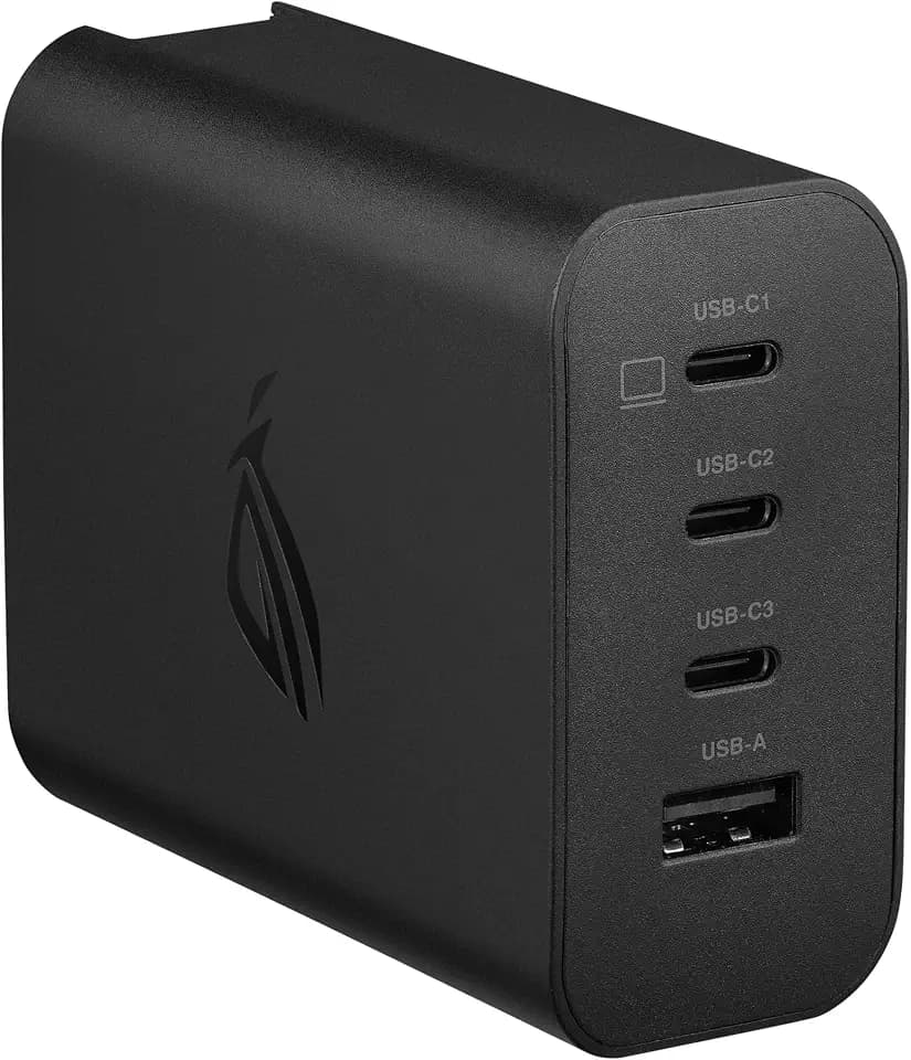 ASUS ROG 140W USB-C GaN Charger | bis zu 140W Gesamtleistung | 4 USB Anschlüsse | kompakt und effiizient | Black
