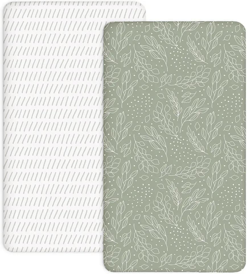 Pack N Play Sheets 2 Pack, 27"x39" Fitted Mini Crib Sheets Baby Boys Girls