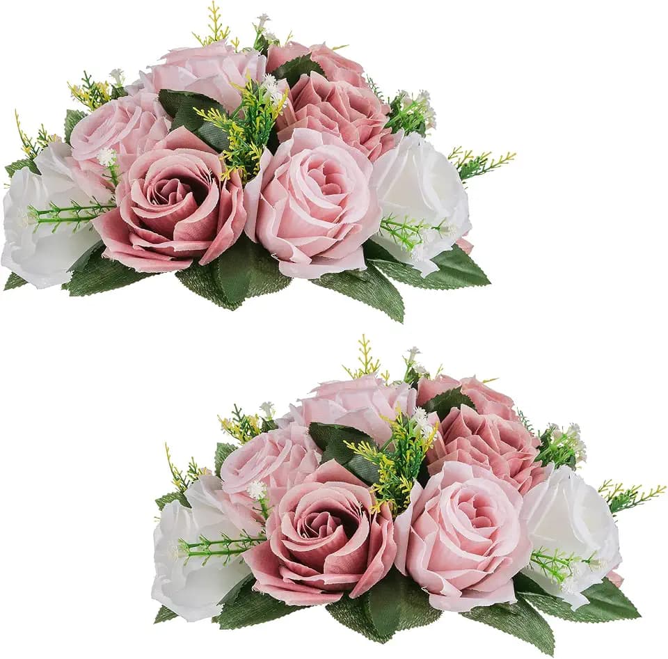NUPTIO Flower Balls for Table Centerpieces: Dusty Pink & White Fake Flowers
