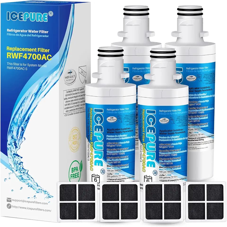 ICEPURE ADQ747935 Refrigerator Water Filter and LT120F Air Filter, 4 Combo