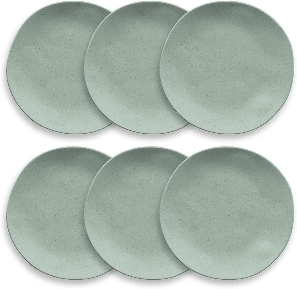 Organic 10.6'' Dinner Plate Durable Wheat Straw Polypropylene Indoor/Outdoor, Shatter-Resistant, Dishwasher- and Microwave-Safe Dinnerware - Sage Green - Set of 6