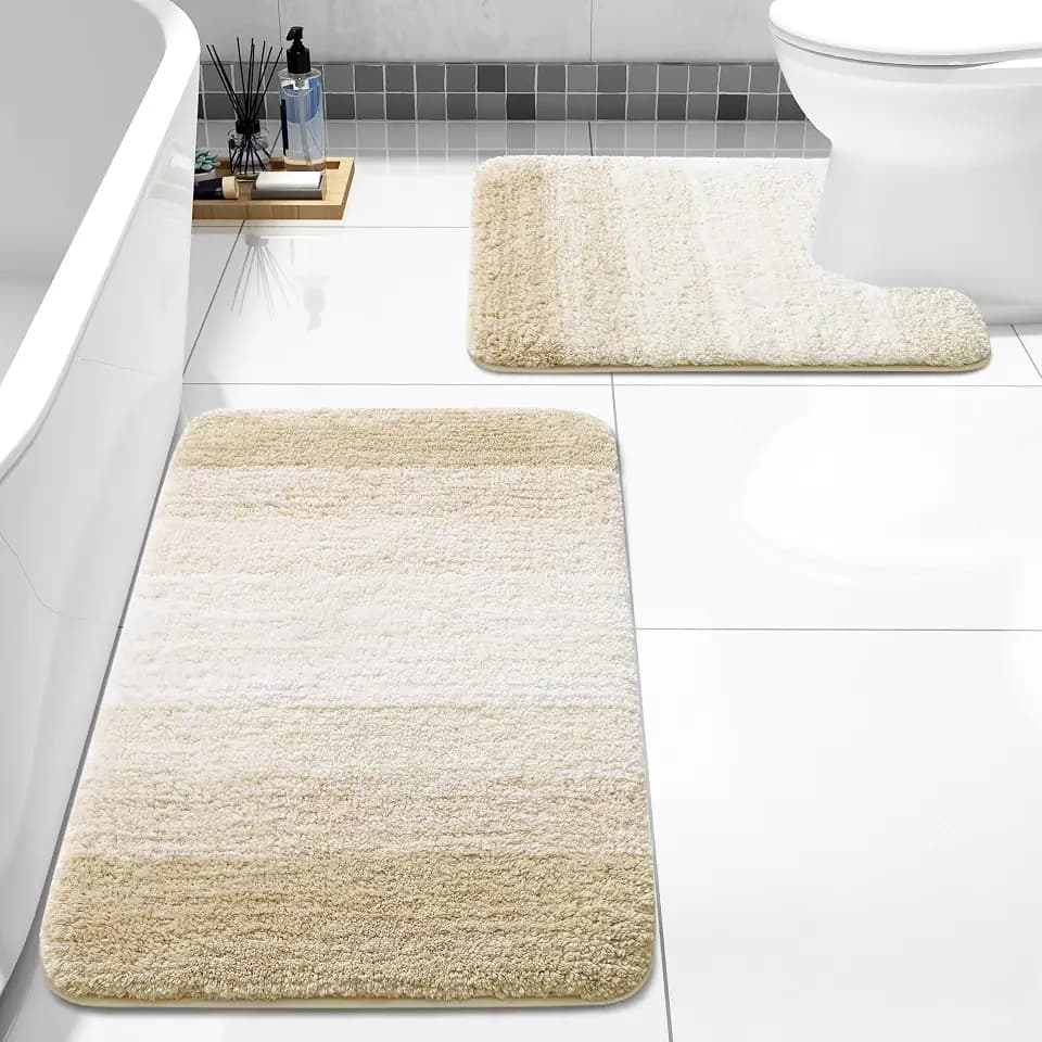 Arotive Microfiber U-Shaped Bathroom Rugs Sets 2 Piece, 24x16+24x20