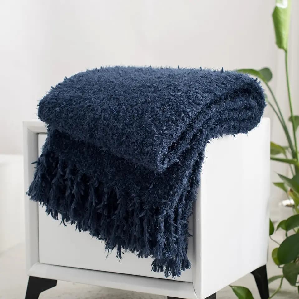 Soft Knit Throw Blanket for Couch with Tassels 50"x60"