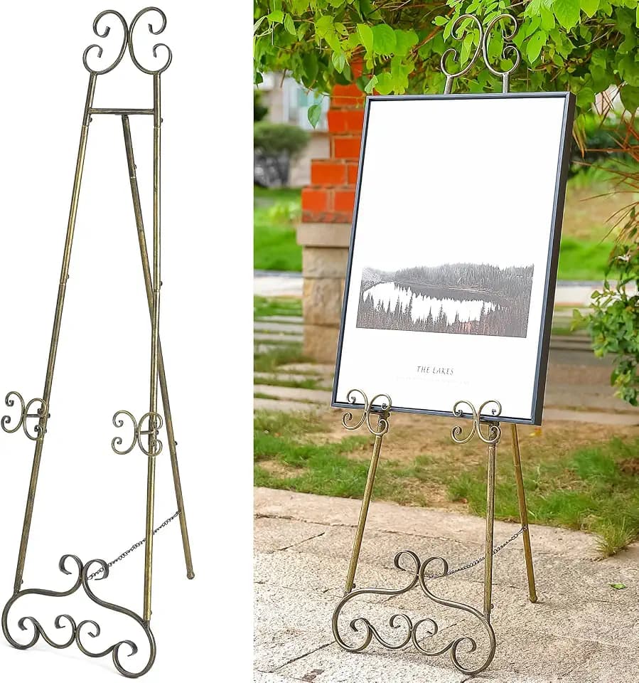 56"H Metal Scroll Extra Large Free Standing Adjustable Display Easel