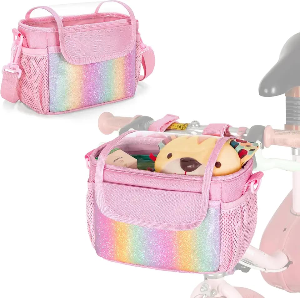 Kids Bike Basket, Bicycle Front Bag, Cute Bike Accessories for Girls Boys