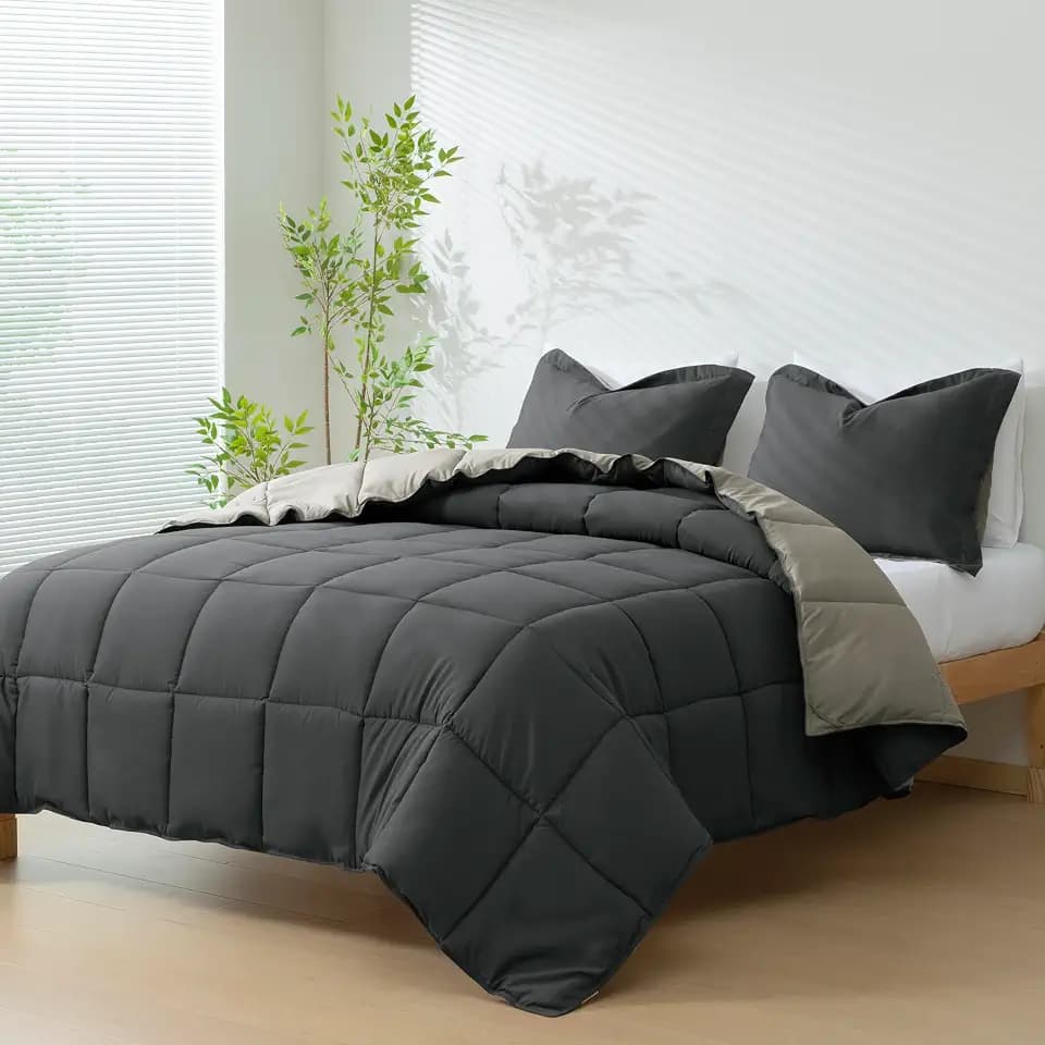 HIG 3pc Gray Oversize King Plus Bedding Comforter Set Duvet Insert Blanket