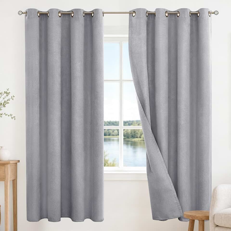BGment Dark Grey Blackout Curtains for Living Room 72 Inch Long - 2 Panels