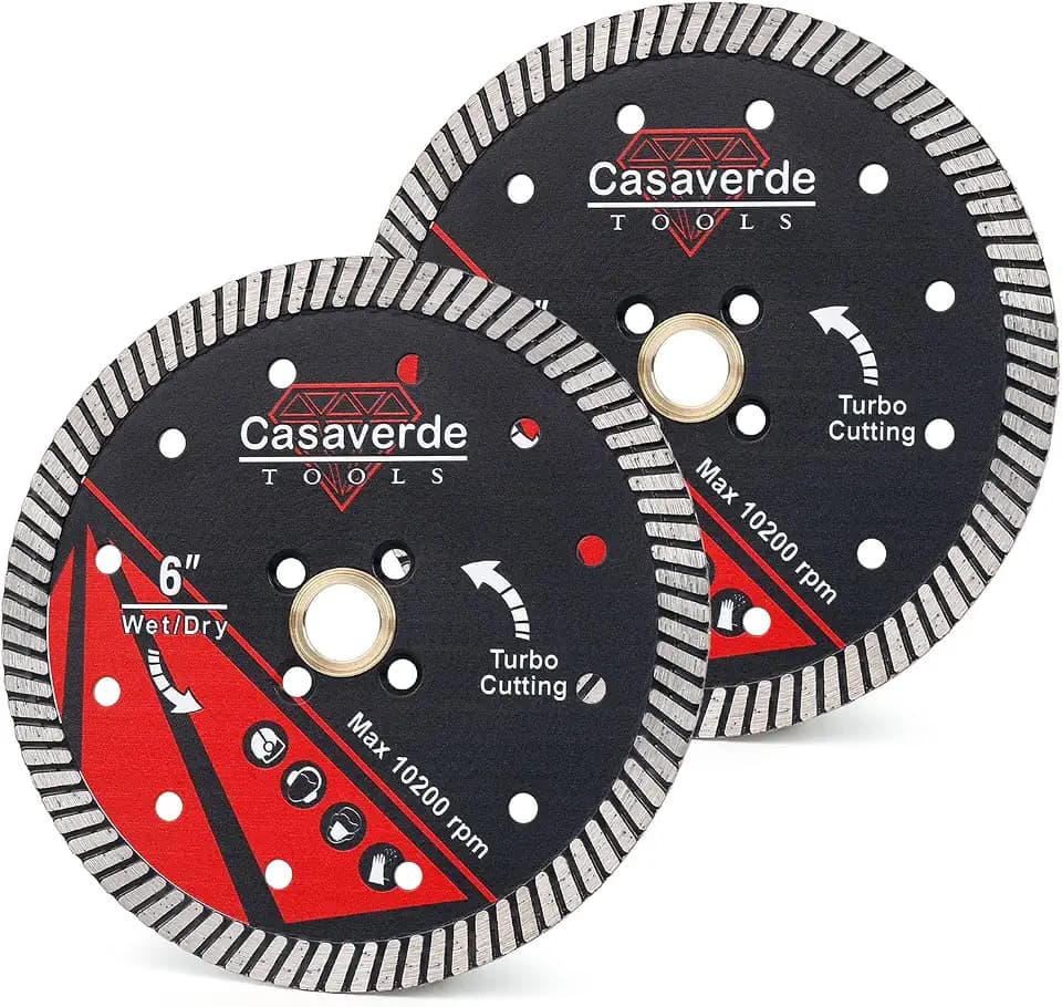 Casaverde 2Pcs/Lot Granite Blade 6“ Diamond Turbo Blade for Granite Stone Concrete