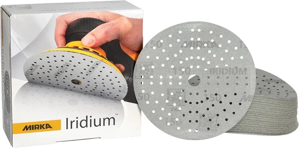 Mirka Iridium 6 Inch 150 Grit Premium Ceramic Blend Sanding Discs, 50 Pack