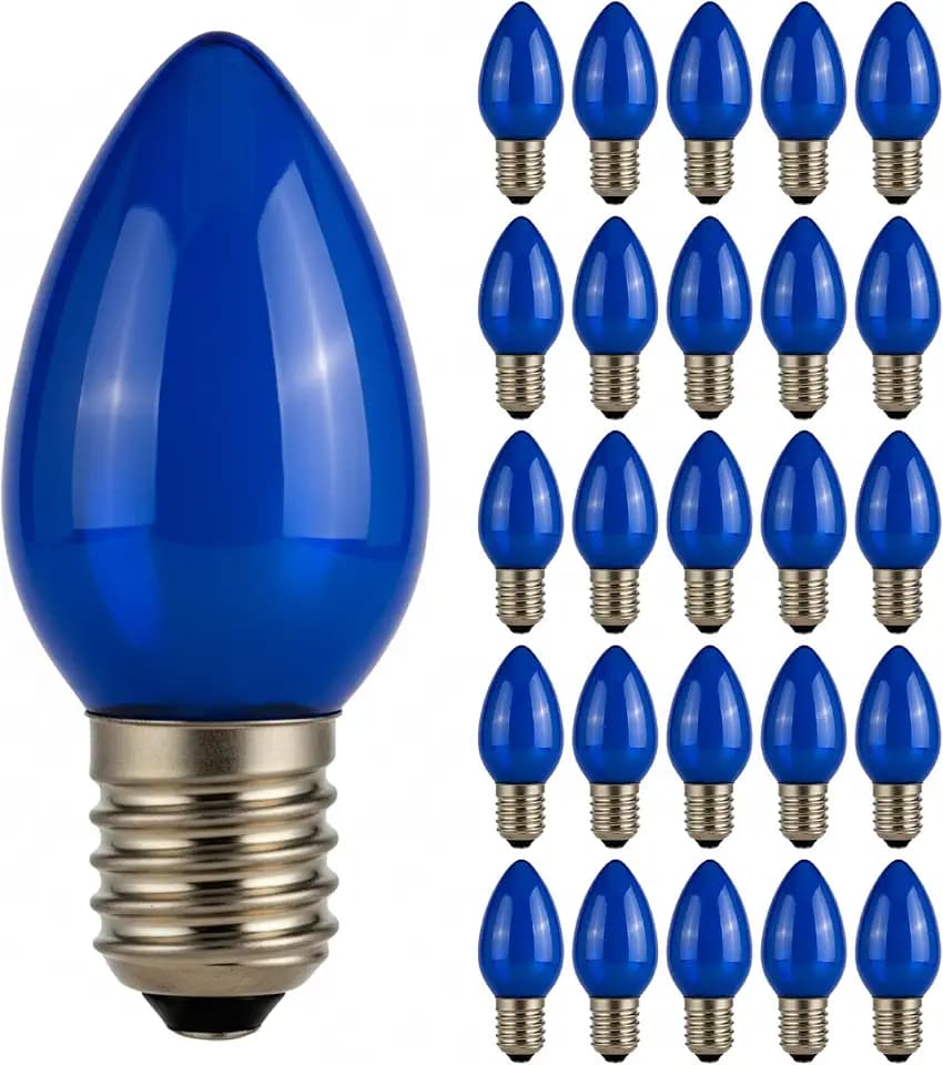 Holiday Bright Lights Indoor/Outdoor C7 Incandescent Bulb Opaque Blue Boxed 25 Pack