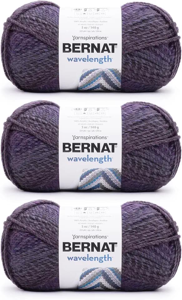 Bernat Wavelength Yarn for Crocheting & Knitting, Tanzanite, 3-Pack
