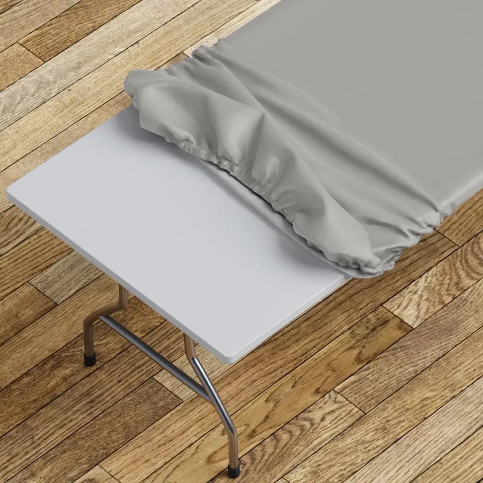 Sorfey Tablecloth -Fitted with Elastic, Vinyl with Flannel Back, Fits for Table 30"x 72" Rectangle,Water Proof, Easy to Clean, Solid Taupe Design