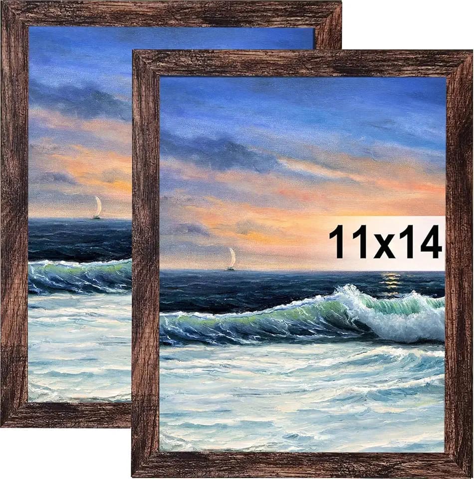 LUCKYLIFE 11x14 Picture Frame Brown for Wall Mounting, 2 Pack