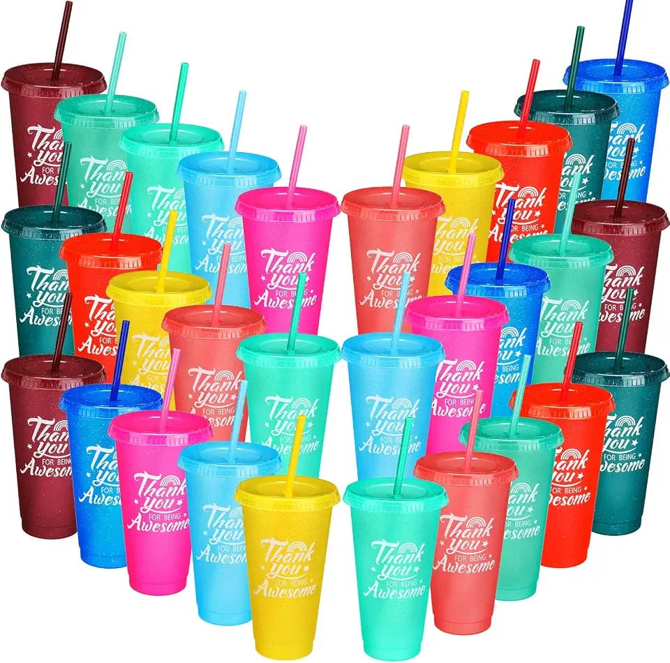 Nuenen 30 Pcs Graduation Party Cups, 24 oz Reusable Plastic Tumblers with Lids and Straws, Class of 2026 Party Favors, Bulk Cups for Graduation Decorations, Thank You Gift