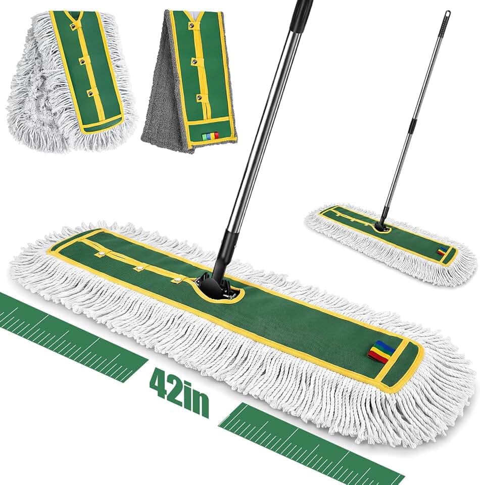 42" Commercial Dust Mop for Floor Cleaning, Heavy Duty Industrial Mop