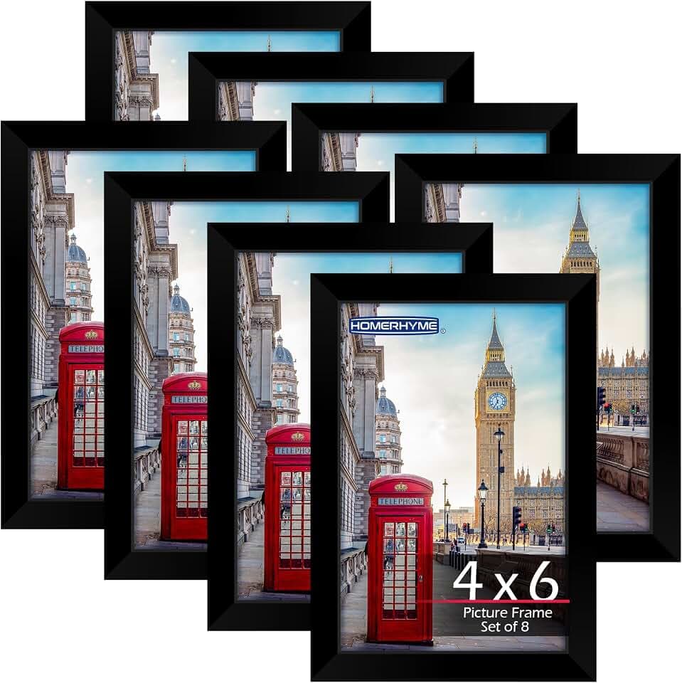 4x6 Picture Frames, Gallery Wall Decor Photo Frames, Black 8 Pack