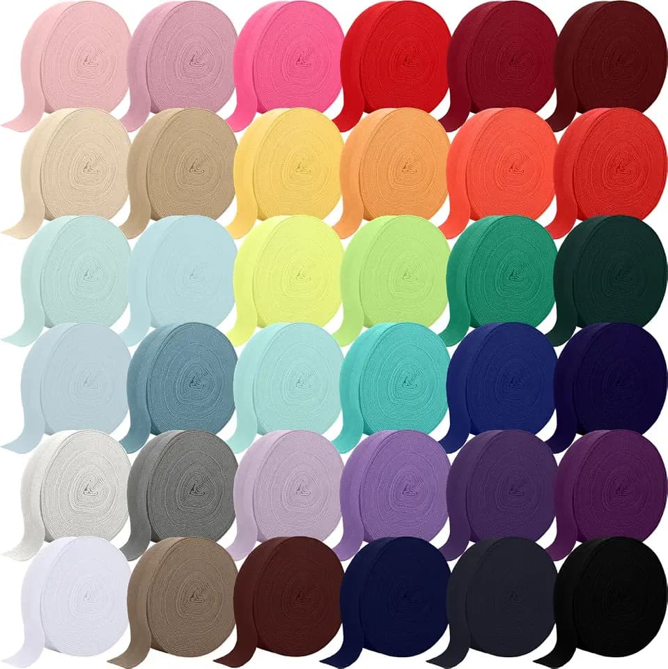 Craftsatin 144 Yards Fold Over Elastic 3/4'' FOE Elastic Band for Sewing Colored Webbing Tape Stretch Ribbon for Hair Ties Headbands Craft, 36 Colors