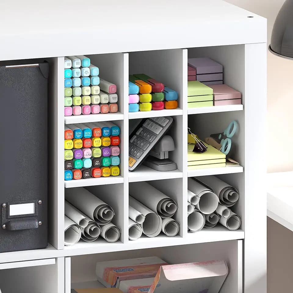 Furinno Cubicle 9-Compartment Cube Insert, Cube Organizer, Plain White