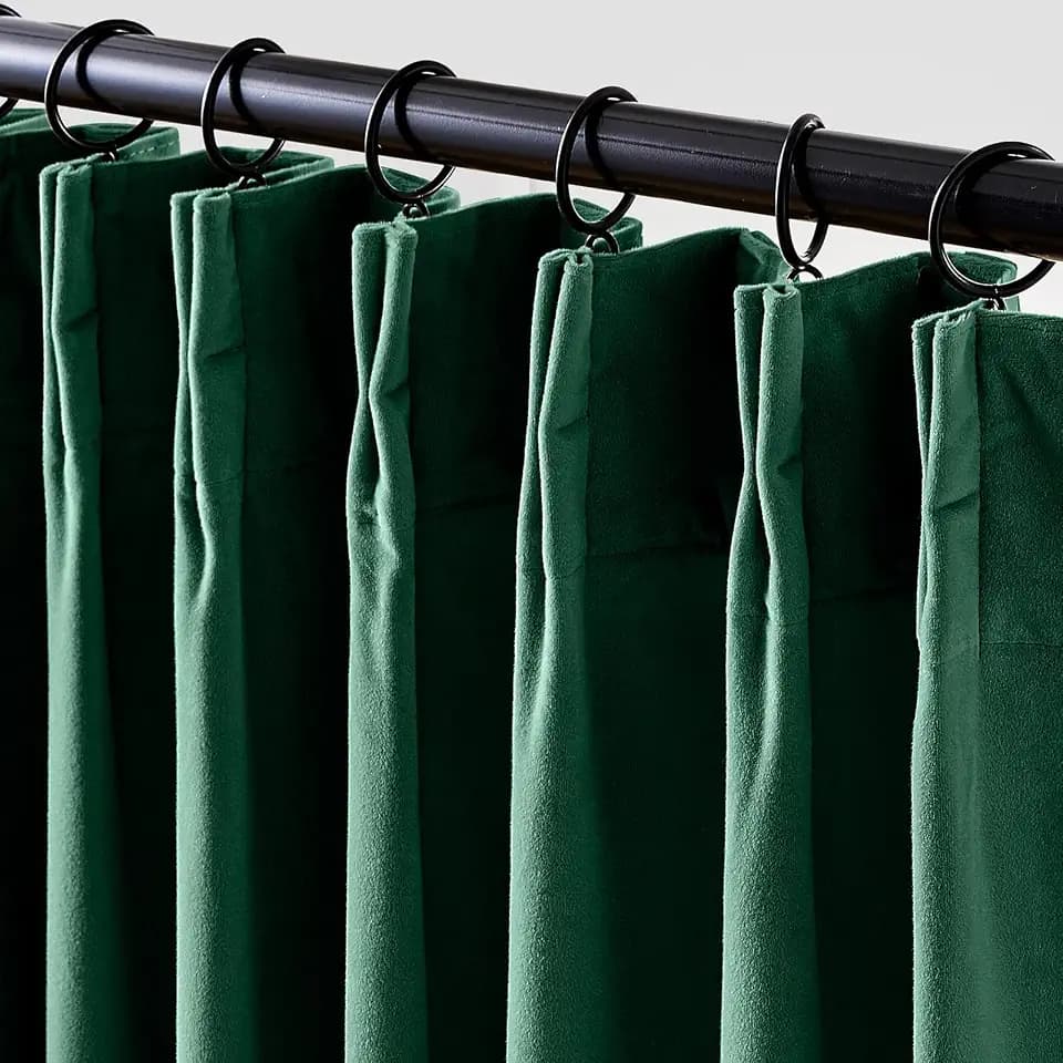 Lazzzy Emerald Green Pinch Pleated Velvet Curtains 96 Inches Long 2 Panels