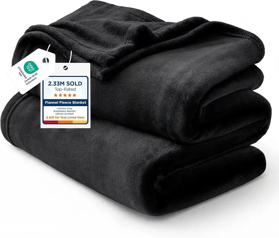 Bedsure Soft Cozy Warm Fleece Twin Blanket for Bed 300GSM Black 60"x80"